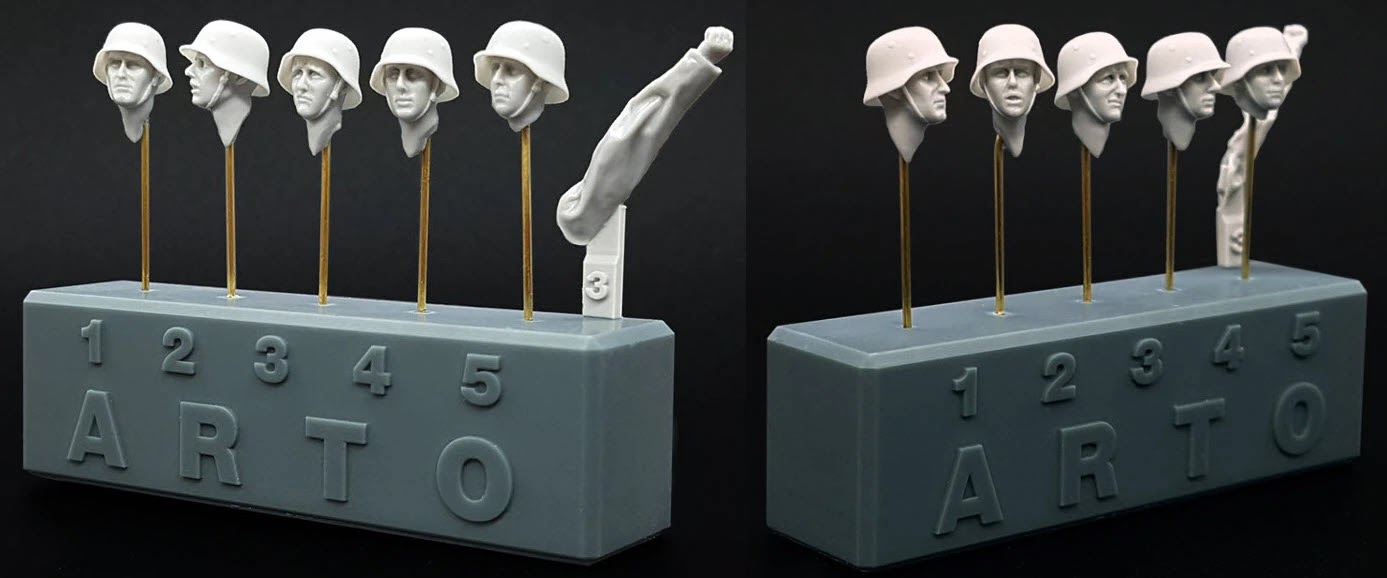 German M35-M40 helmet heads for Tamiya 35371-2
